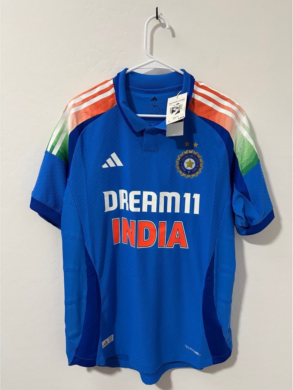 New Adidas India Cricket One Day International Jersey Blue KC3746 Men’s Large